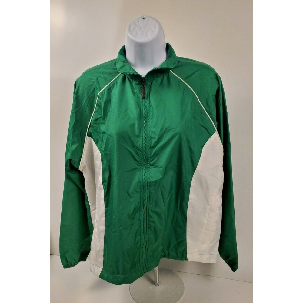 Augusta Sportswear Women's Small Wind Jacket Green/ White Vented Full Zip NWT